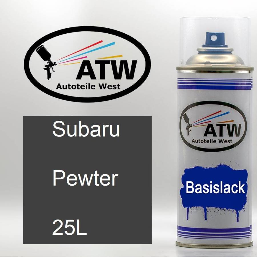 Subaru, Pewter, 25L: 400ml Sprühdose, von ATW Autoteile West.