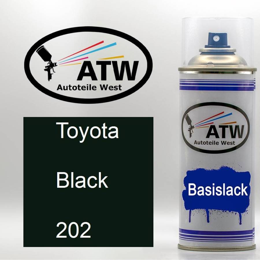 Toyota, Black, 202: 400ml Sprühdose, von ATW Autoteile West.