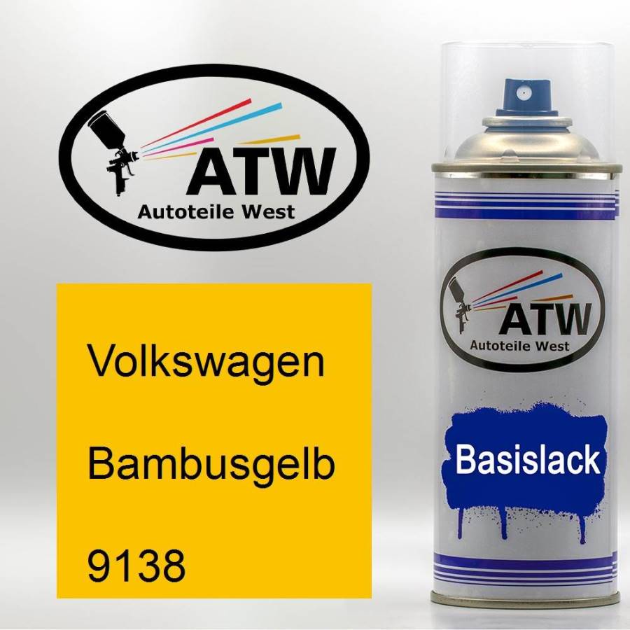 Volkswagen, Bambusgelb, 9138: 400ml Sprühdose, von ATW Autoteile West.