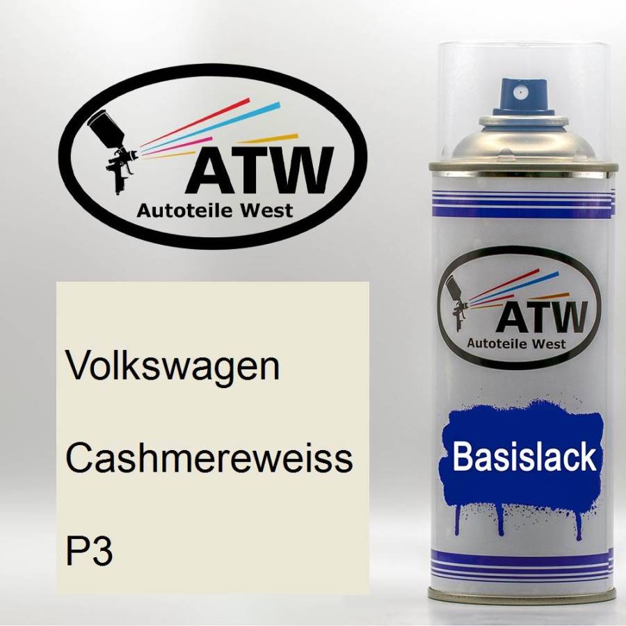 Volkswagen, Cashmereweiss, P3: 400ml Sprühdose, von ATW Autoteile West.