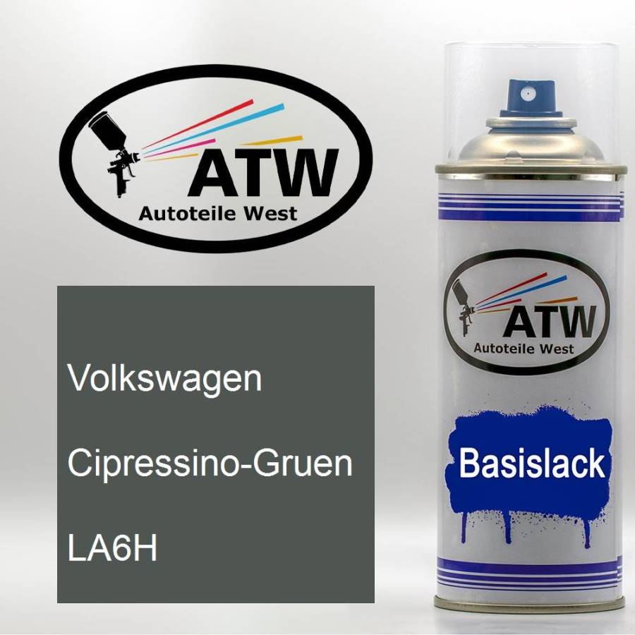 Volkswagen, Cipressino-Gruen, LA6H: 400ml Sprühdose, von ATW Autoteile West.