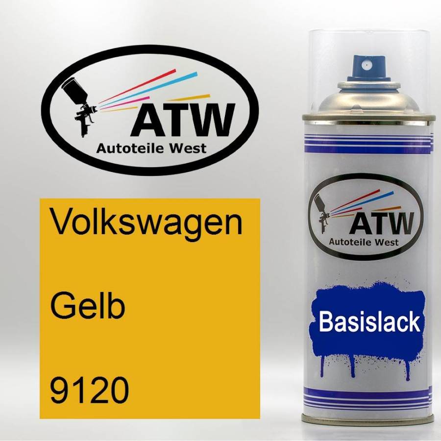 Volkswagen, Gelb, 9120: 400ml Sprühdose, von ATW Autoteile West.