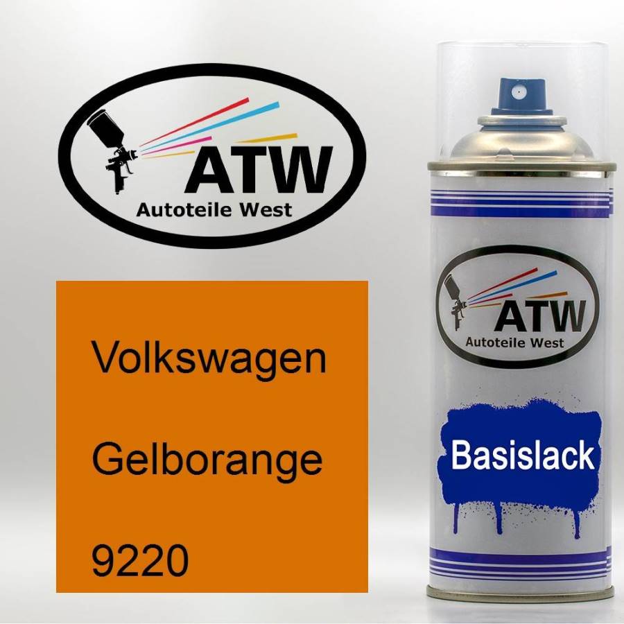 Volkswagen, Gelborange, 9220: 400ml Sprühdose, von ATW Autoteile West.