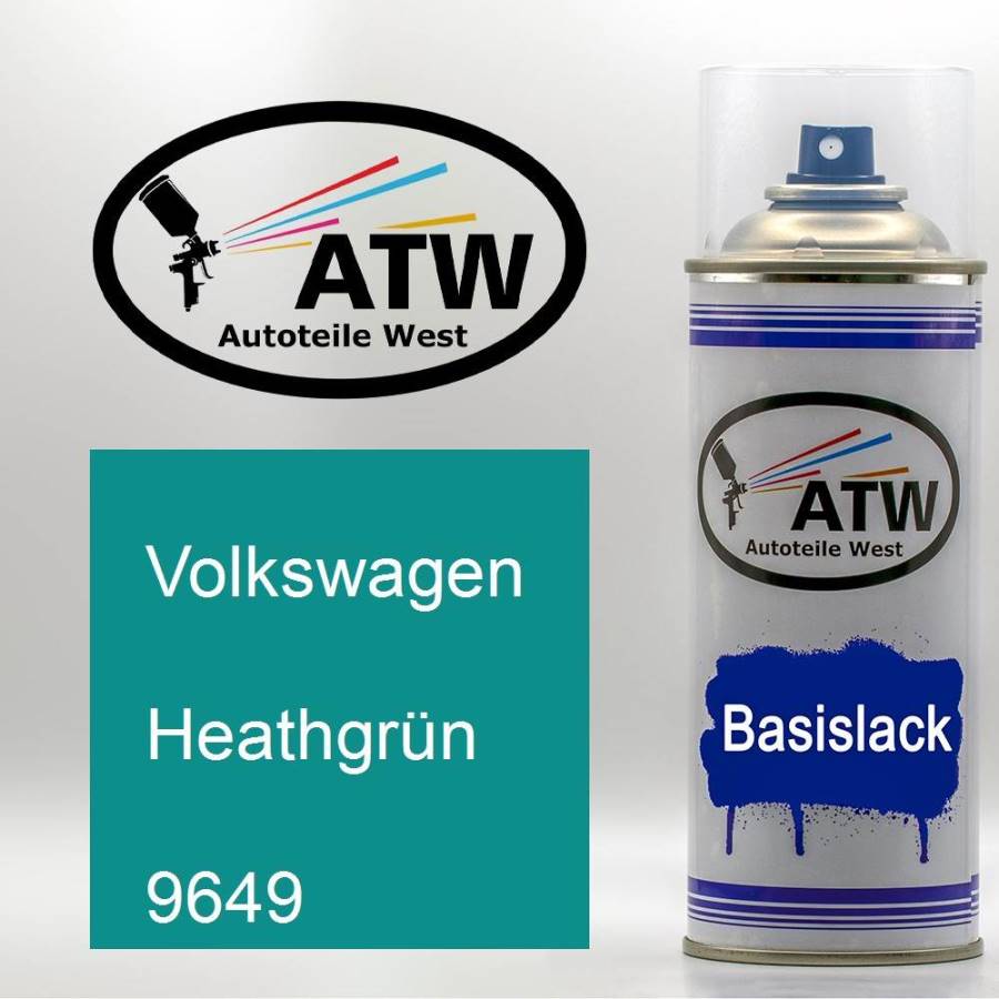 Volkswagen, Heathgrün, 9649: 400ml Sprühdose, von ATW Autoteile West.