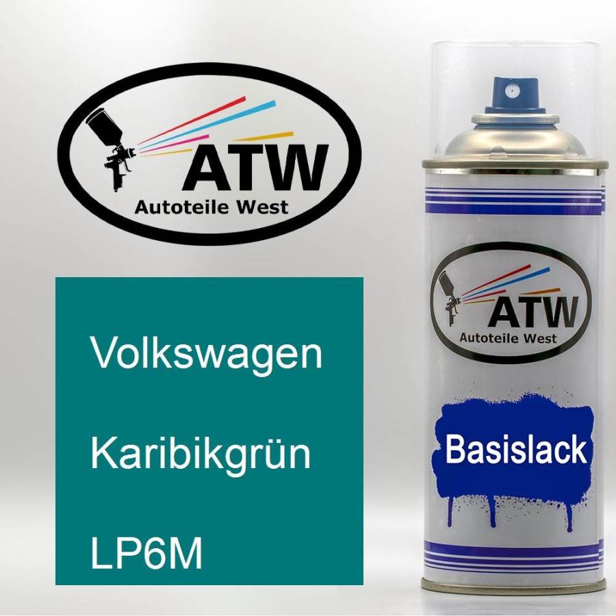 Volkswagen, Karibikgrün, LP6M: 400ml Sprühdose, von ATW Autoteile West.