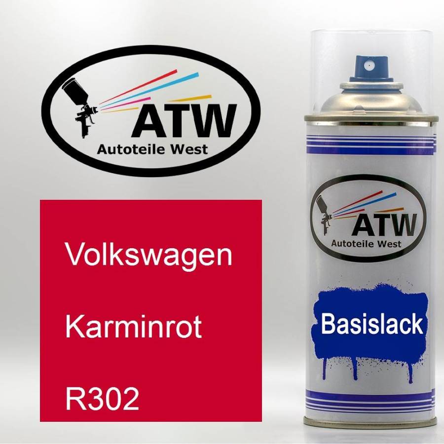 Volkswagen, Karminrot, R302: 400ml Sprühdose, von ATW Autoteile West.