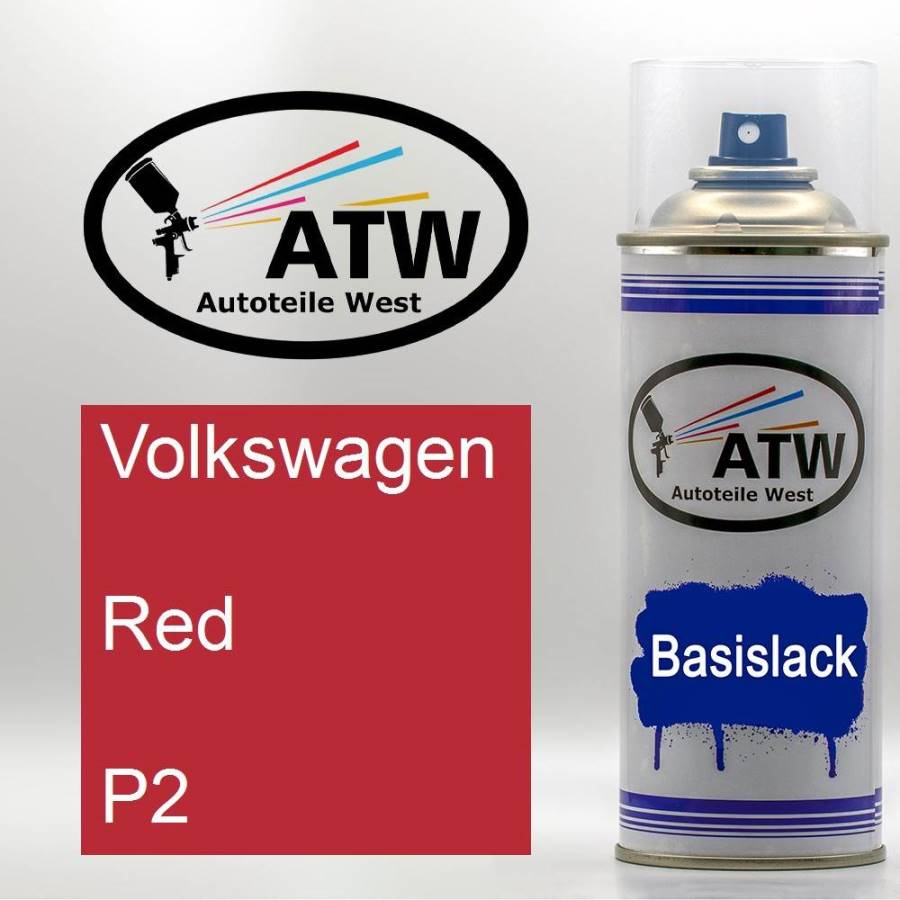 Volkswagen, Red, P2: 400ml Sprühdose, von ATW Autoteile West.