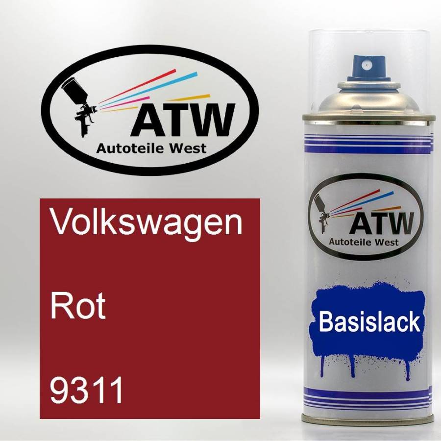 Volkswagen, Rot, 9311: 400ml Sprühdose, von ATW Autoteile West.