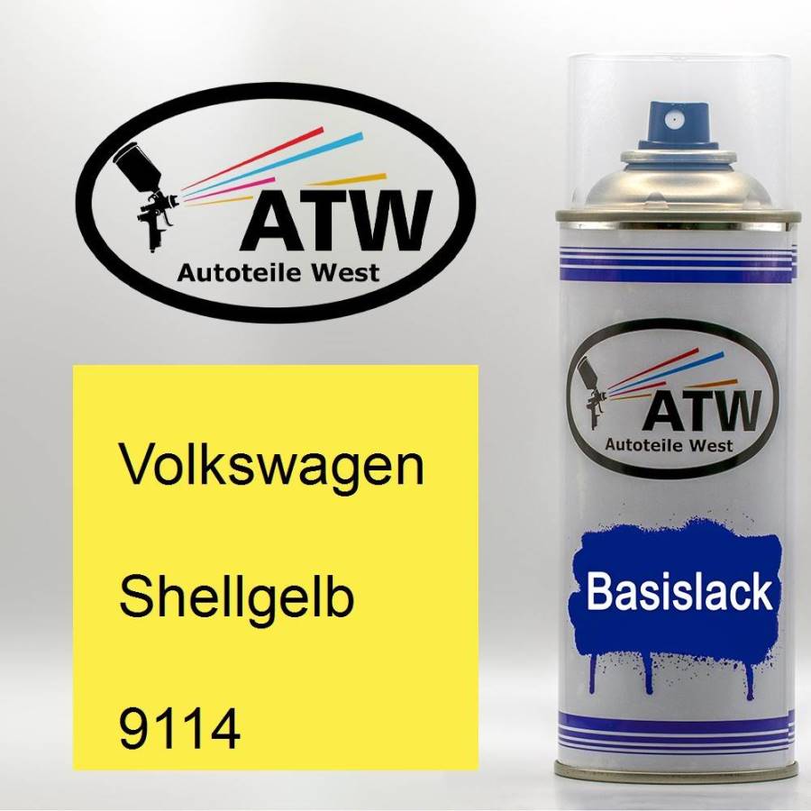 Volkswagen, Shellgelb, 9114: 400ml Sprühdose, von ATW Autoteile West.