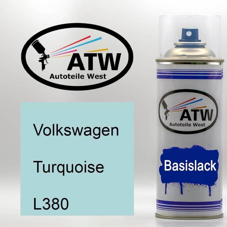 Volkswagen, Turquoise, L380: 400ml Sprühdose, von ATW Autoteile West.