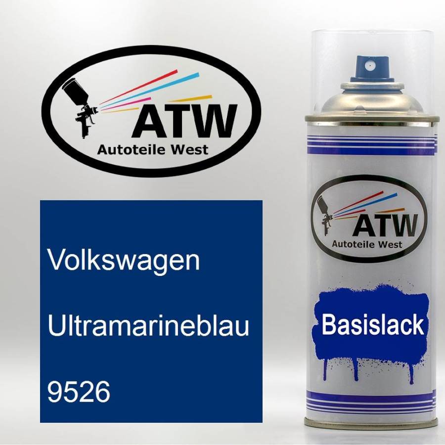 Volkswagen, Ultramarineblau, 9526: 400ml Sprühdose, von ATW Autoteile West.