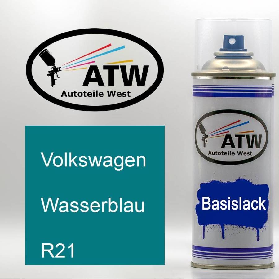 Volkswagen, Wasserblau, R21: 400ml Sprühdose, von ATW Autoteile West.