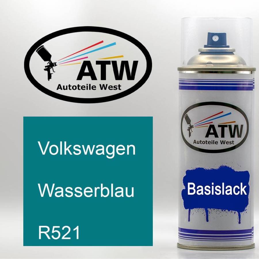 Volkswagen, Wasserblau, R521: 400ml Sprühdose, von ATW Autoteile West.