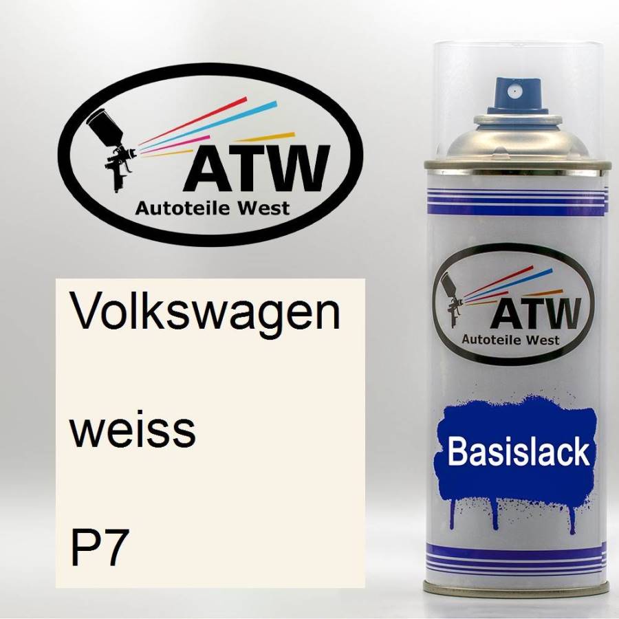 Volkswagen, weiss, P7: 400ml Sprühdose, von ATW Autoteile West.