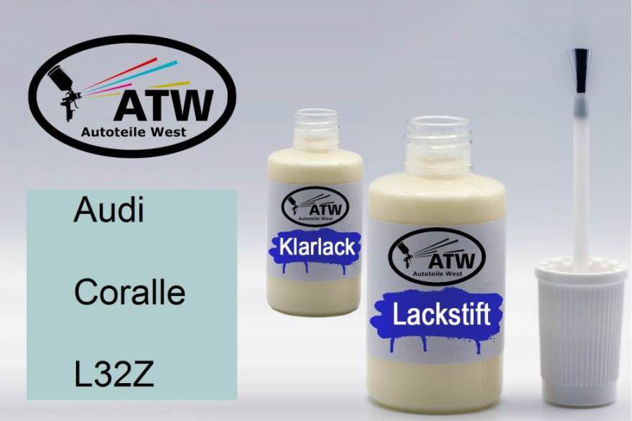 Audi, Coralle, L32Z: 20ml Lackstift + 20ml Klarlack - Set, von ATW Autoteile West.