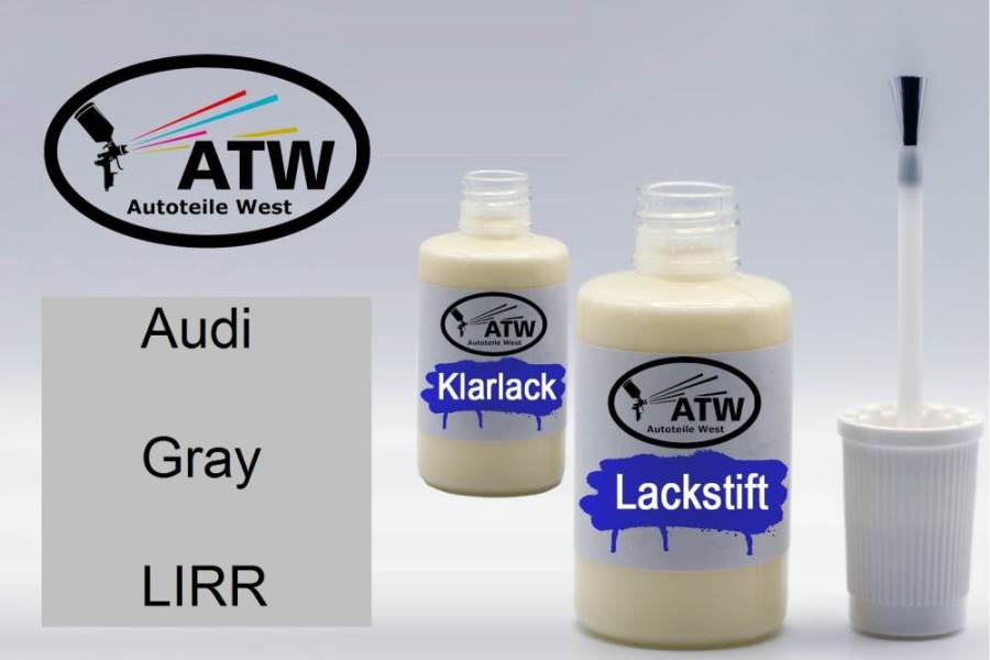 Audi, Gray, LIRR: 20ml Lackstift + 20ml Klarlack - Set, von ATW Autoteile West.