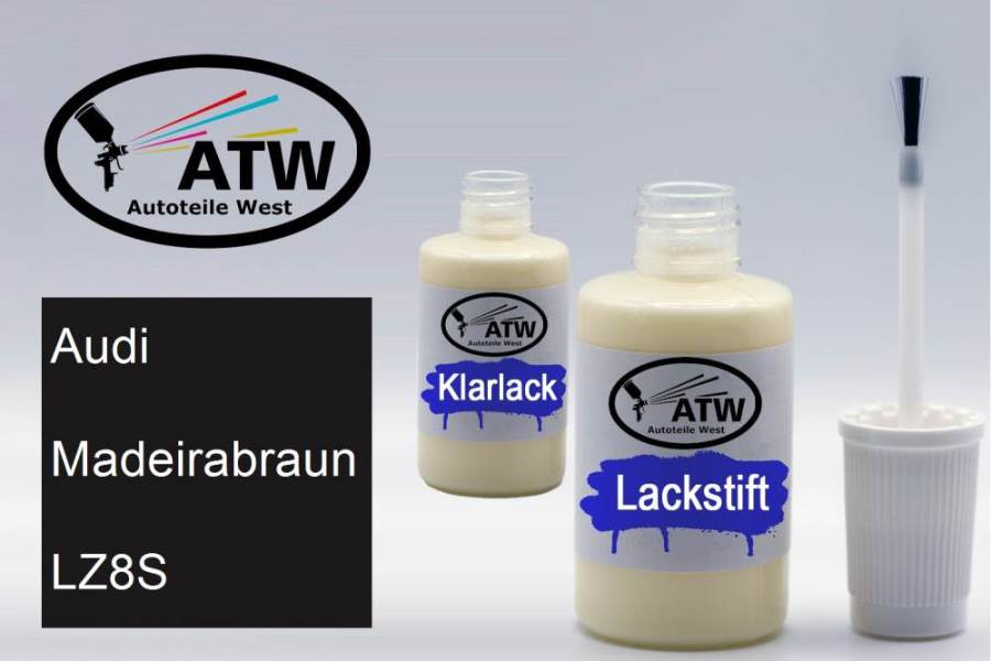 Audi, Madeirabraun, LZ8S: 20ml Lackstift + 20ml Klarlack - Set, von ATW Autoteile West.