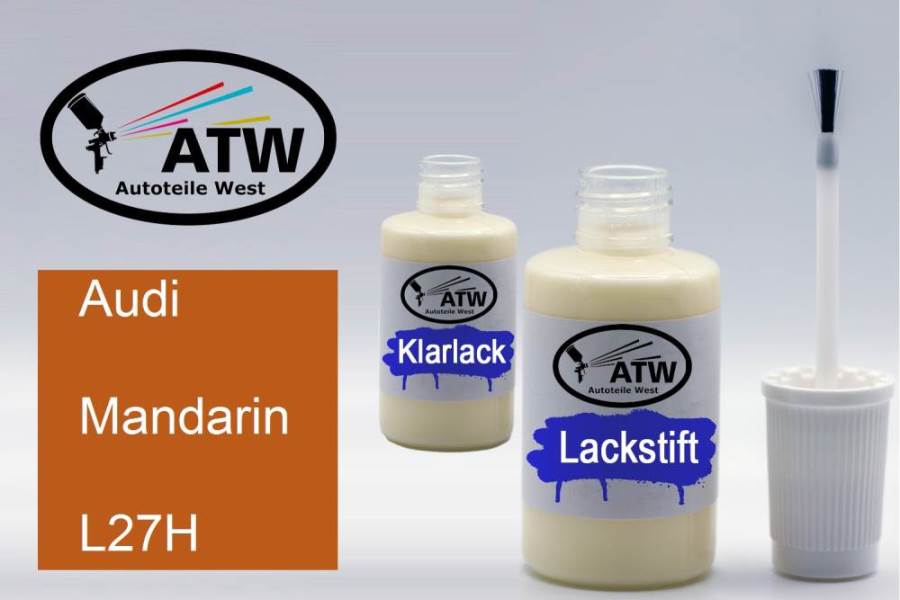 Audi, Mandarin, L27H: 20ml Lackstift + 20ml Klarlack - Set, von ATW Autoteile West.