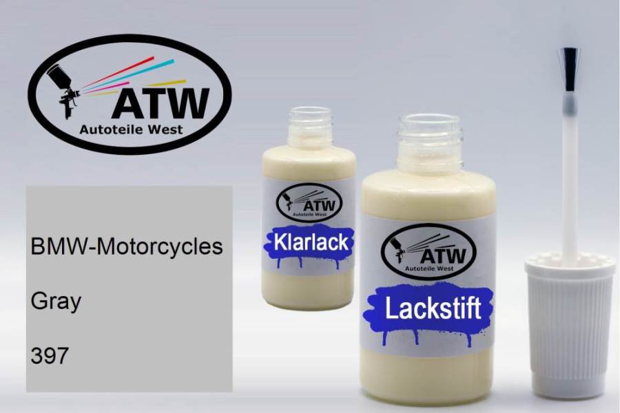 BMW-Motorcycles, Gray, 397: 20ml Lackstift + 20ml Klarlack - Set, von ATW Autoteile West.