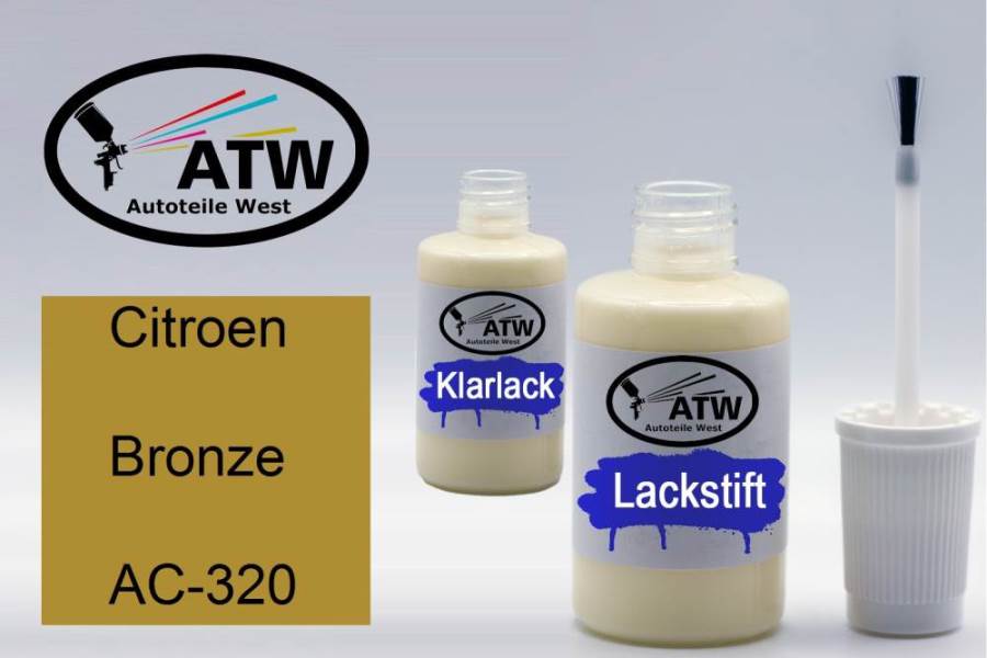 Citroen, Bronze, AC-320: 20ml Lackstift + 20ml Klarlack - Set, von ATW Autoteile West.