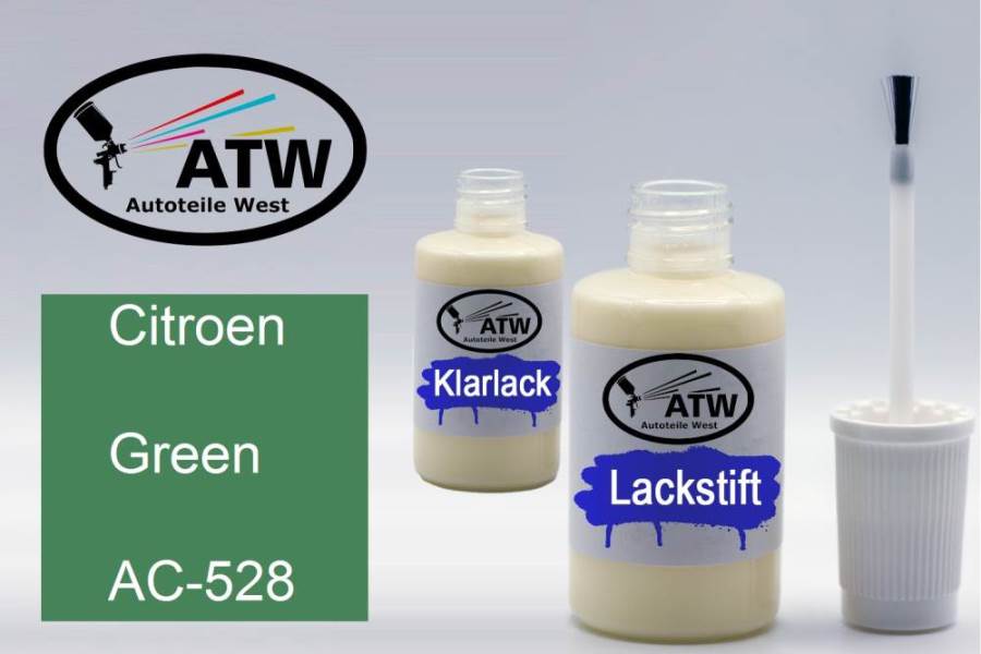 Citroen, Green, AC-528: 20ml Lackstift + 20ml Klarlack - Set, von ATW Autoteile West.