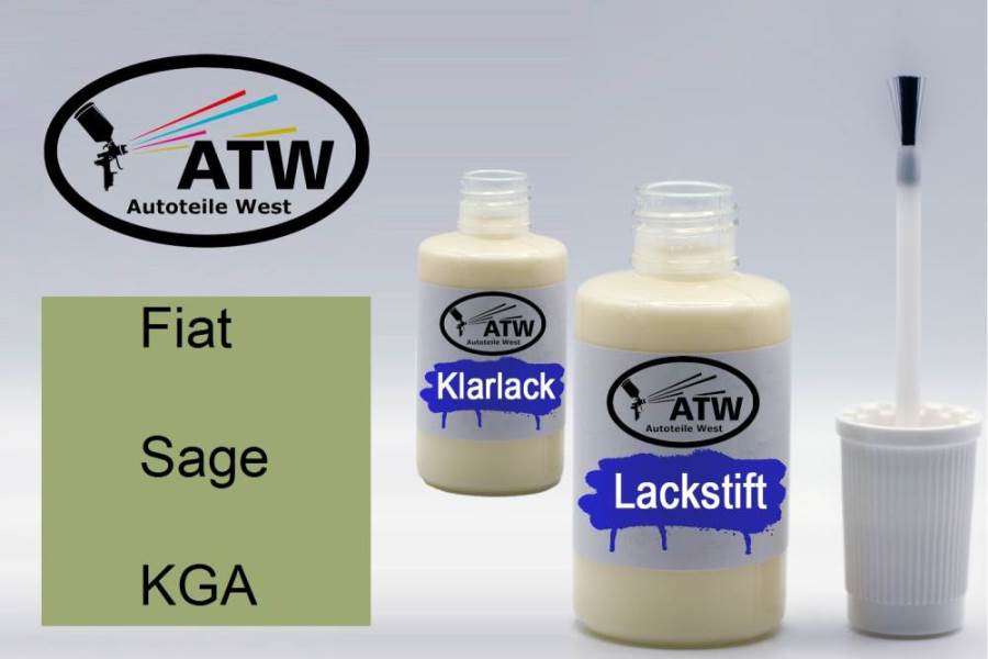 Fiat, Sage, KGA: 20ml Lackstift + 20ml Klarlack - Set, von ATW Autoteile West.