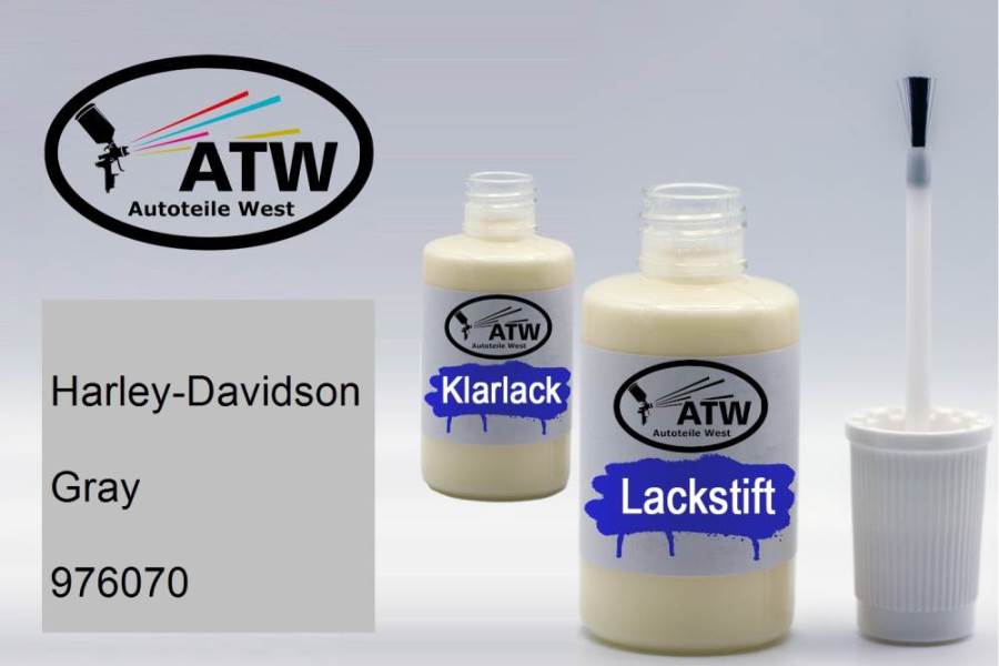 Harley-Davidson, Gray, 976070: 20ml Lackstift + 20ml Klarlack - Set, von ATW Autoteile West.