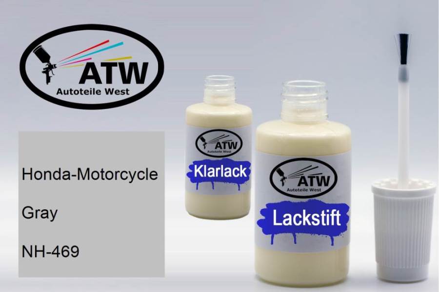 Honda-Motorcycle, Gray, NH-469: 20ml Lackstift + 20ml Klarlack - Set, von ATW Autoteile West.