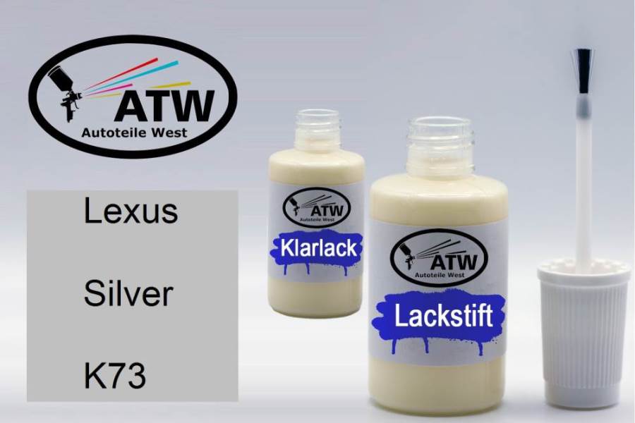 Lexus, Silver, K73: 20ml Lackstift + 20ml Klarlack - Set, von ATW Autoteile West.