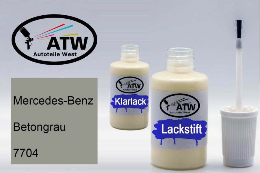 Mercedes-Benz, Betongrau, 7704: 20ml Lackstift + 20ml Klarlack - Set, von ATW Autoteile West.