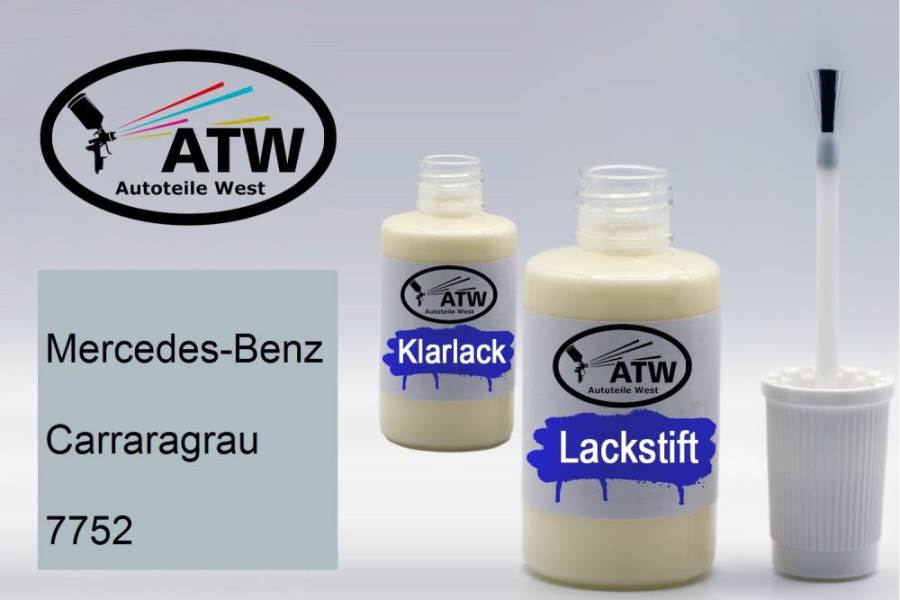 Mercedes-Benz, Carraragrau, 7752: 20ml Lackstift + 20ml Klarlack - Set, von ATW Autoteile West.