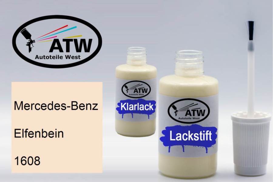 Mercedes-Benz, Elfenbein, 1608: 20ml Lackstift + 20ml Klarlack - Set, von ATW Autoteile West.