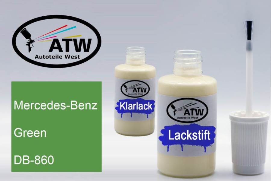 Mercedes-Benz, Green, DB-860: 20ml Lackstift + 20ml Klarlack - Set, von ATW Autoteile West.