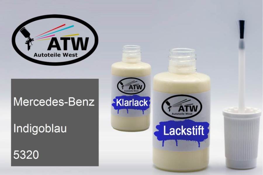 Mercedes-Benz, Indigoblau, 5320: 20ml Lackstift + 20ml Klarlack - Set, von ATW Autoteile West.