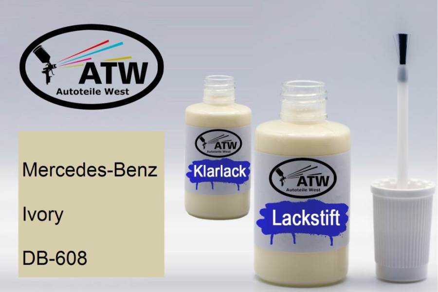 Mercedes-Benz, Ivory, DB-608: 20ml Lackstift + 20ml Klarlack - Set, von ATW Autoteile West.