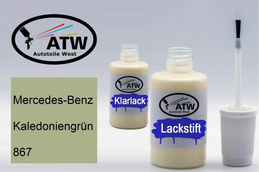 Mercedes-Benz, Kaledoniengrün, 867: 20ml Lackstift + 20ml Klarlack - Set, von ATW Autoteile West.