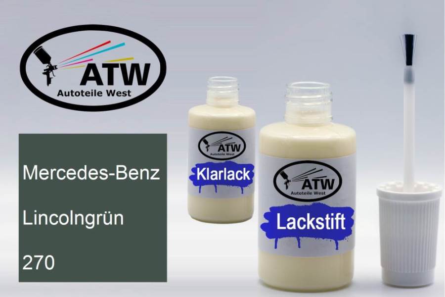 Mercedes-Benz, Lincolngrün, 270: 20ml Lackstift + 20ml Klarlack - Set, von ATW Autoteile West.