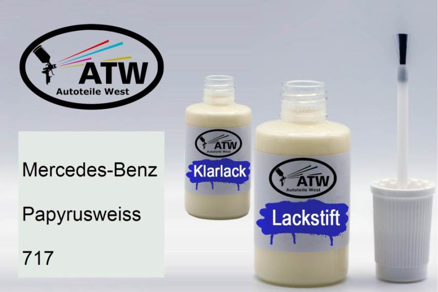 Mercedes-Benz, Papyrusweiss, 717: 20ml Lackstift + 20ml Klarlack - Set, von ATW Autoteile West.