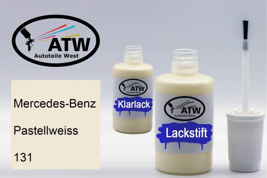 Mercedes-Benz, Pastellweiss, 131: 20ml Lackstift + 20ml Klarlack - Set, von ATW Autoteile West.