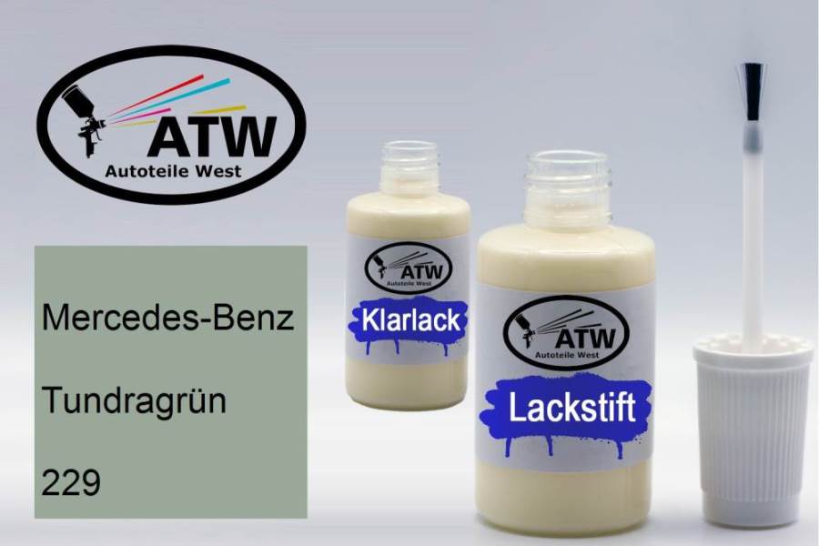 Mercedes-Benz, Tundragrün, 229: 20ml Lackstift + 20ml Klarlack - Set, von ATW Autoteile West.