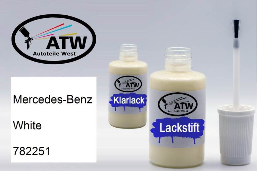 Mercedes-Benz, White, 782251: 20ml Lackstift + 20ml Klarlack - Set, von ATW Autoteile West.