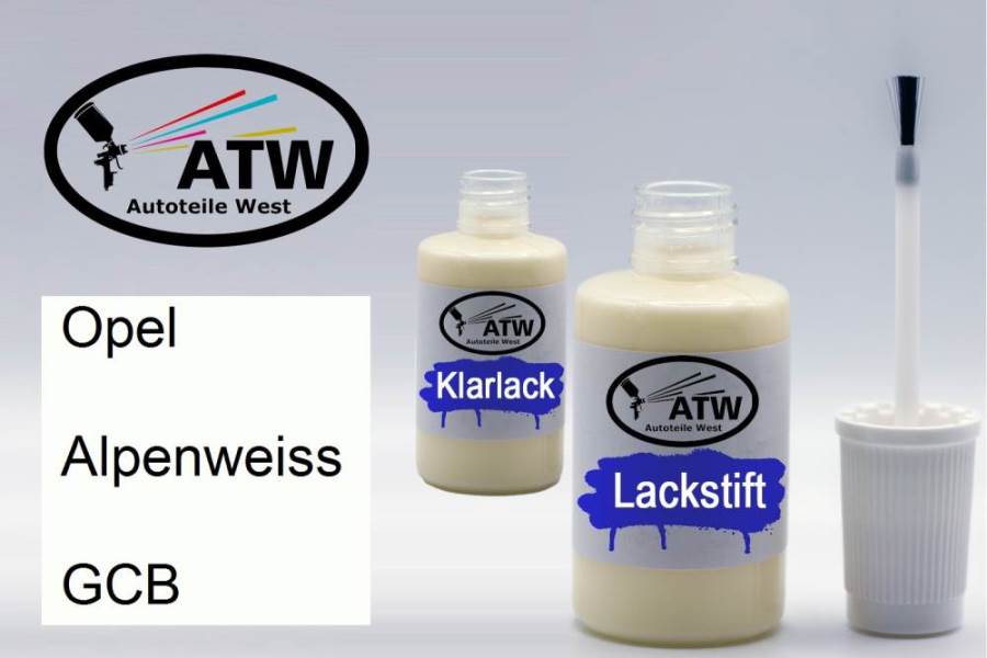 Opel, Alpenweiss, GCB: 20ml Lackstift + 20ml Klarlack - Set, von ATW Autoteile West.