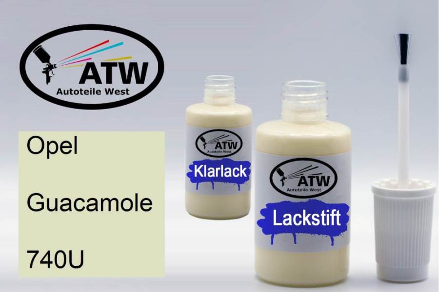 Opel, Guacamole, 740U: 20ml Lackstift + 20ml Klarlack - Set, von ATW Autoteile West.