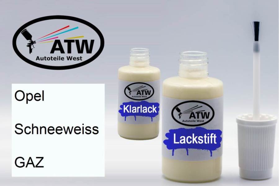 Opel, Schneeweiss, GAZ: 20ml Lackstift + 20ml Klarlack - Set, von ATW Autoteile West.