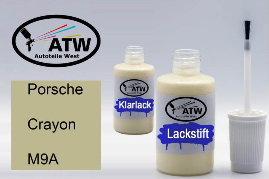 Porsche, Crayon, M9A: 20ml Lackstift + 20ml Klarlack - Set, von ATW Autoteile West.