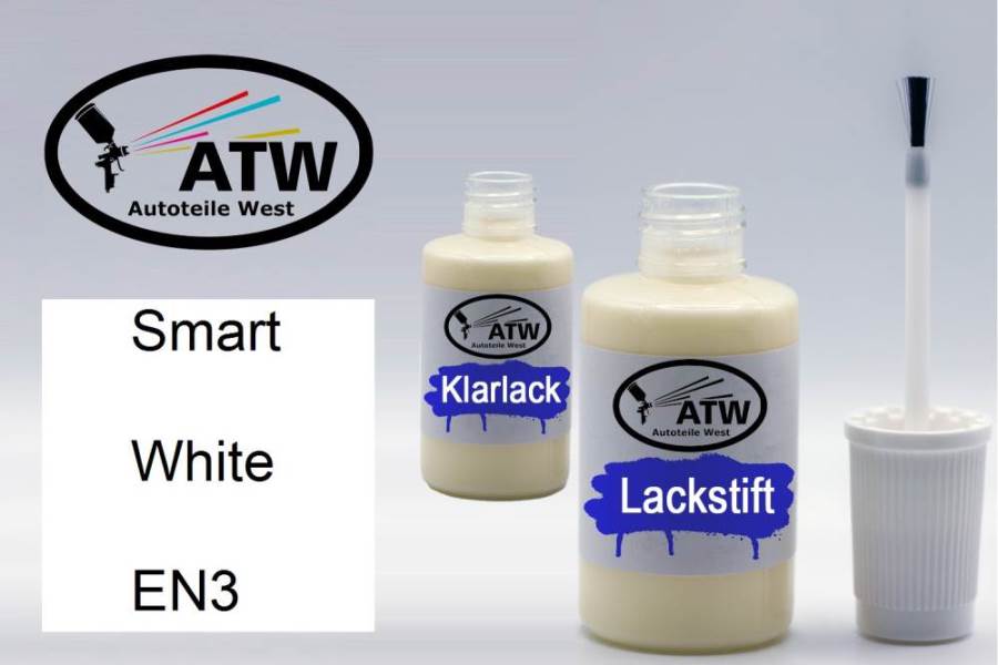 Smart, White, EN3: 20ml Lackstift + 20ml Klarlack - Set, von ATW Autoteile West.