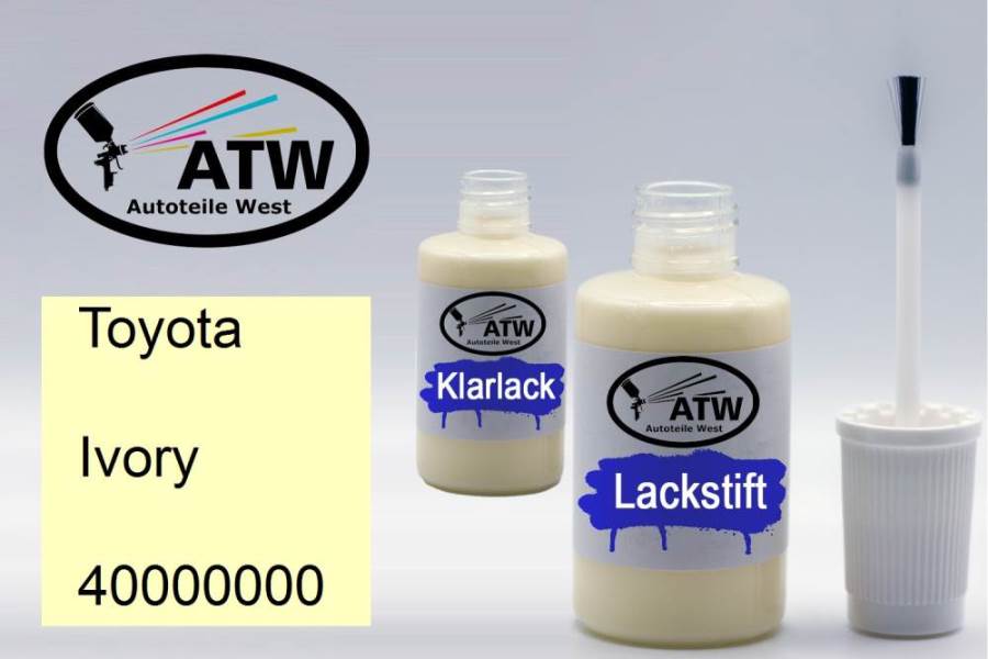 Toyota, Ivory, 40000000: 20ml Lackstift + 20ml Klarlack - Set, von ATW Autoteile West.