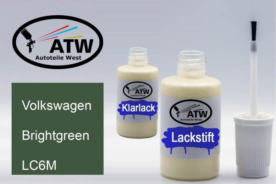 Volkswagen, Brightgreen, LC6M: 20ml Lackstift + 20ml Klarlack - Set, von ATW Autoteile West.