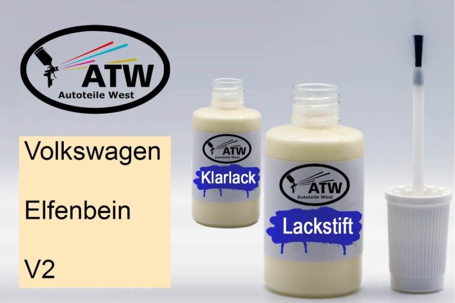 Volkswagen, Elfenbein, V2: 20ml Lackstift + 20ml Klarlack - Set, von ATW Autoteile West.