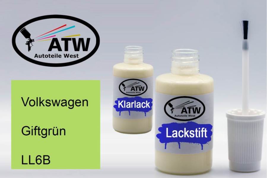 Volkswagen, Giftgrün, LL6B: 20ml Lackstift + 20ml Klarlack - Set, von ATW Autoteile West.